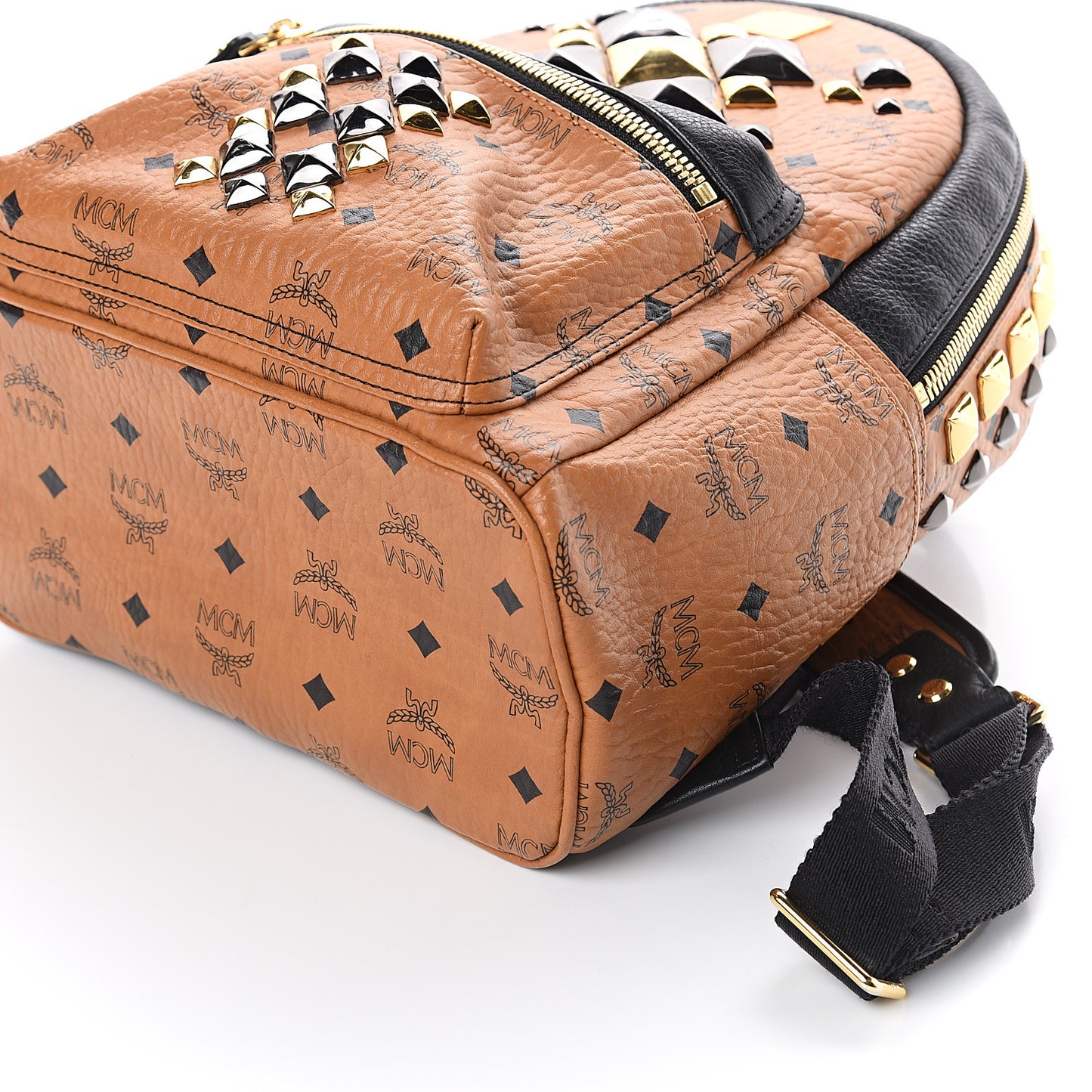 Visetos Studded Colorblock Small Stark Brock Backpack Cognac Black