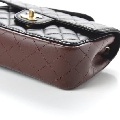 Chanel Calfskin Quilted Small Strap Into Flap Bag Black Brown 7 of 11