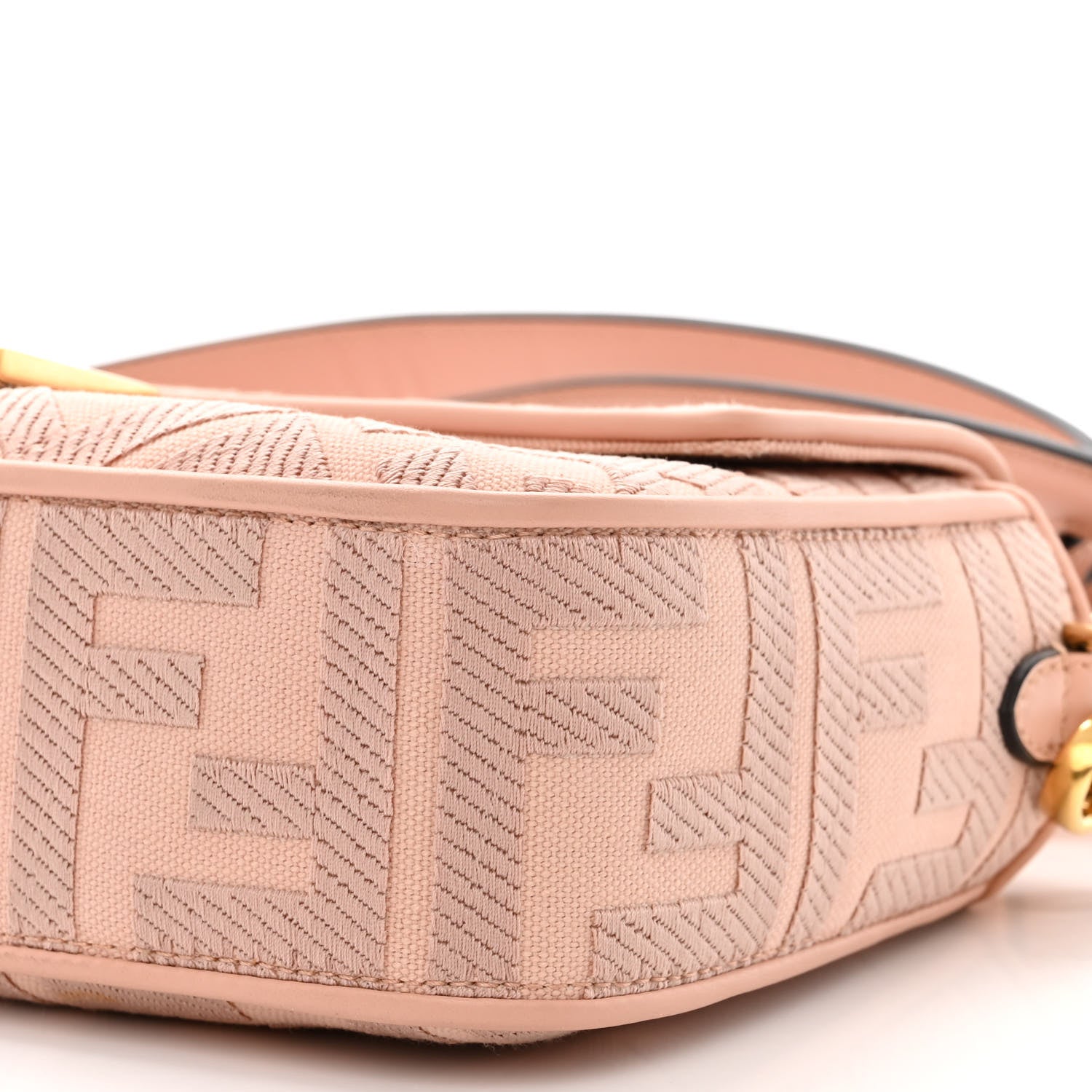 Fendi Canvas Vitello King Extra Strap FF Embroidered Baguette Baby Pink 10 of 10
