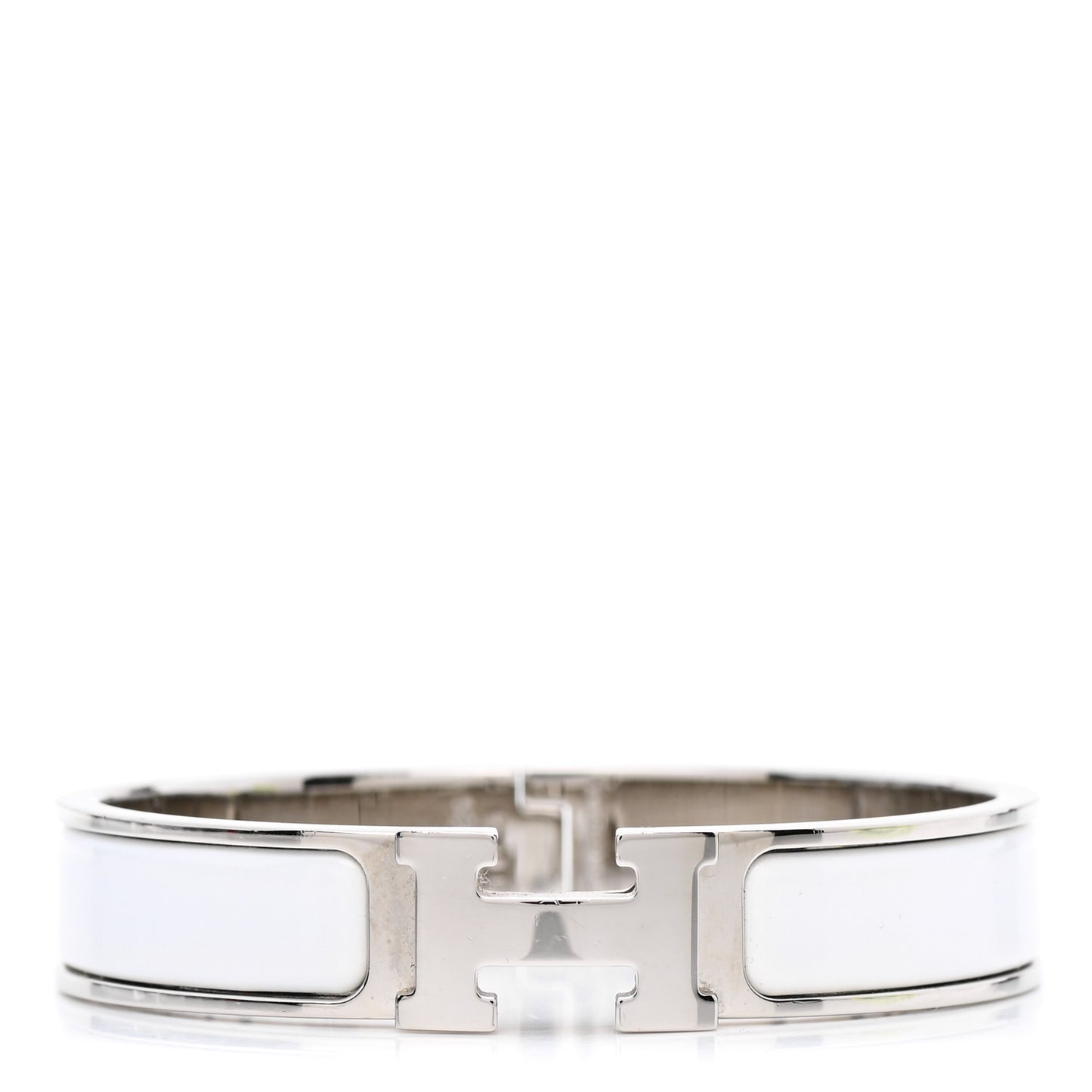 Enamel Narrow Clic Clac H Bracelet PM White