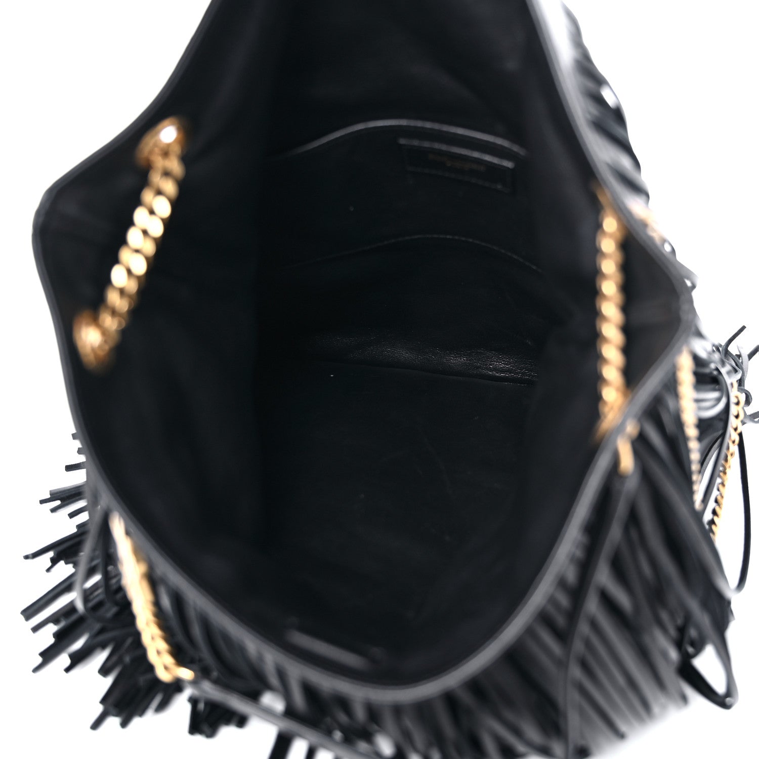 Saint Laurent Suede Calfskin Large Grace Fringed Hobo Bag Rope Black 5 of 11