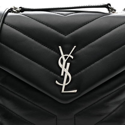 Saint Laurent Calfskin Y Quilted Monogram Small Loulou Chain Satchel Black 9 of 14