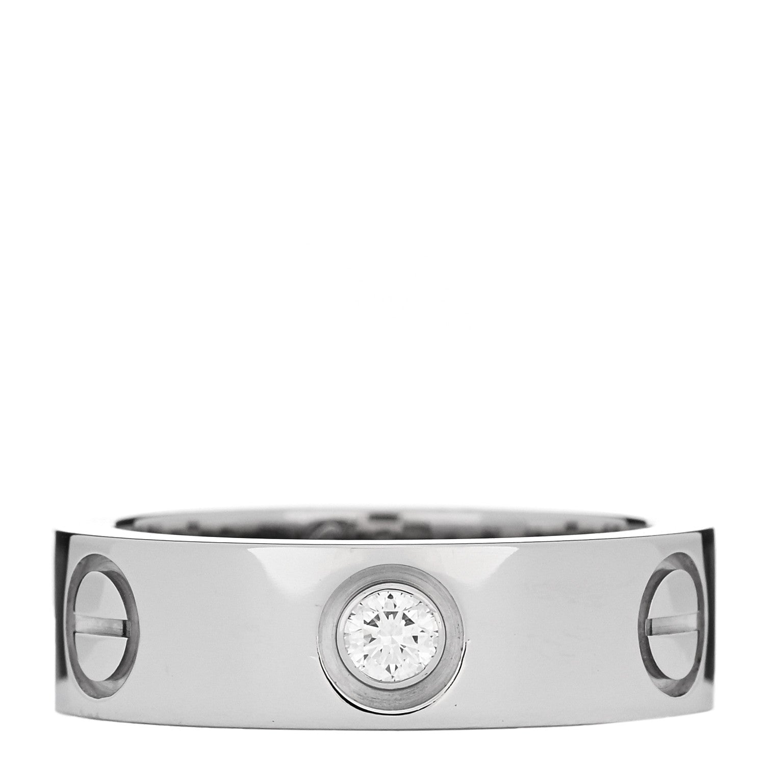 Cartier 18K White Gold 3 Diamond 5.5mm LOVE Ring 49 5 1 of 4