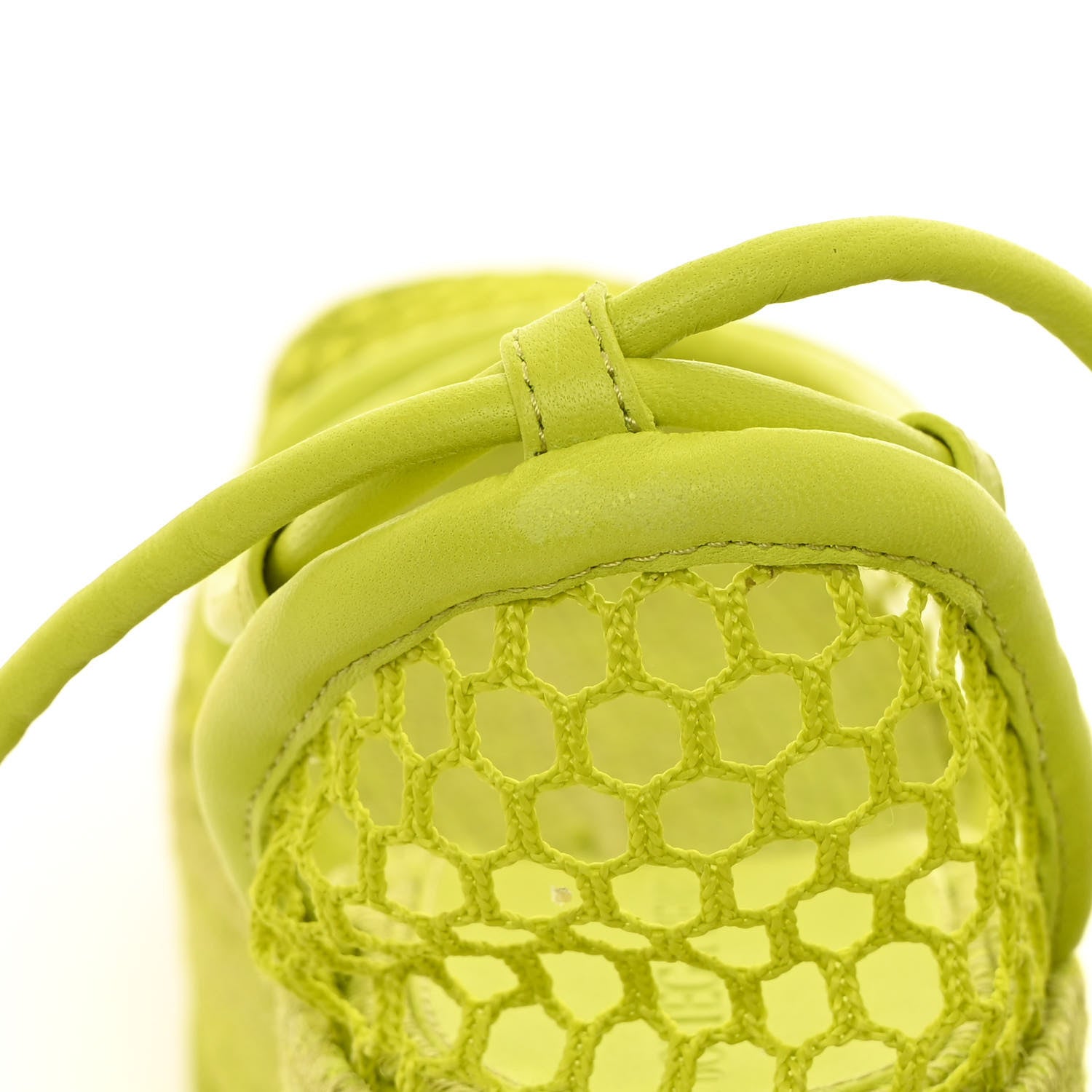 Bottega Veneta Mesh Lambskin Sporty Web Stretch Ankle Tie Espadrilles 36 Kiwi 10 of 10