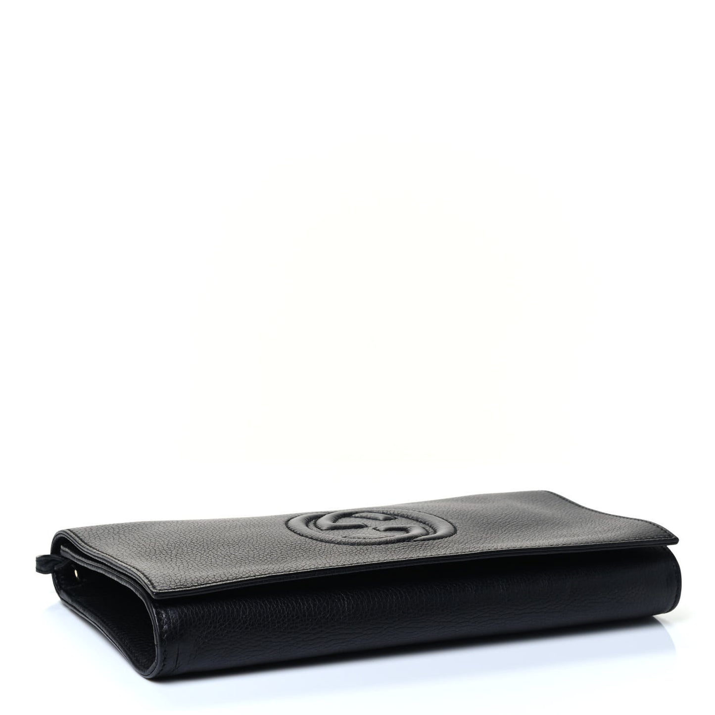 Pebbled Calfskin Medium Soho Clutch Black