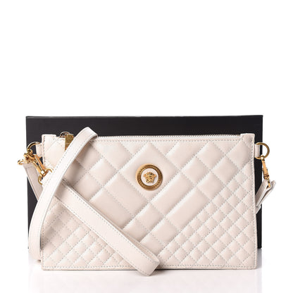 Versace Calfskin Quilted Tribute Icon Crossbody Flat Pouch White 10 of 10