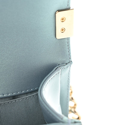 Chanel Iridescent Glazed Calfskin Quilted Small Boy Flap Light Blue 11 of 12
