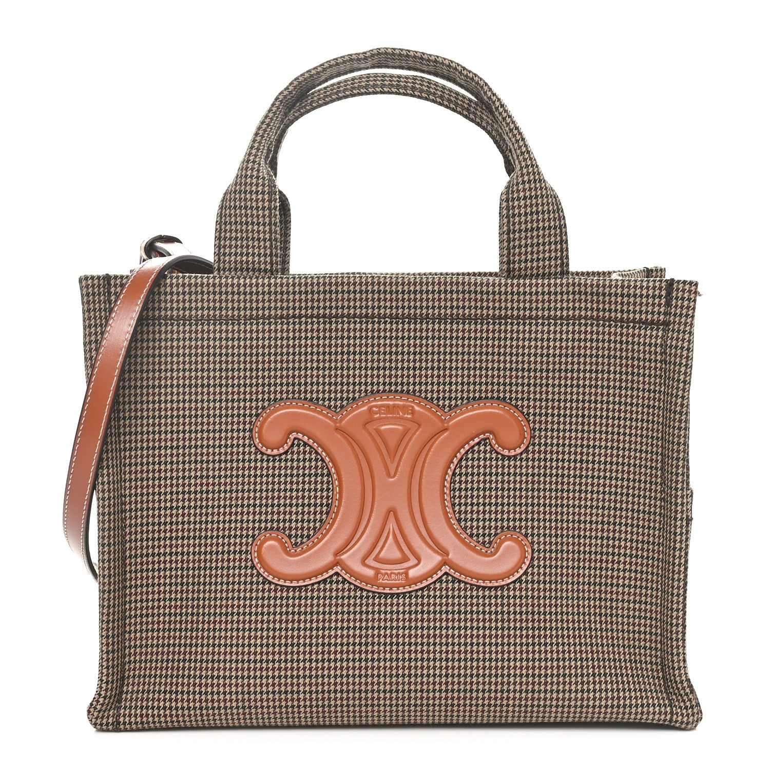 Celine Textile Calfskin Pied De Poule Print Triomphe Striped Small Cabas Thais Multicolor 1 of 12