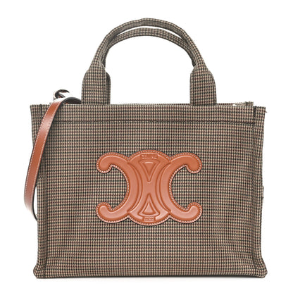 Celine Textile Calfskin Pied De Poule Print Triomphe Striped Small Cabas Thais Multicolor 1 of 12