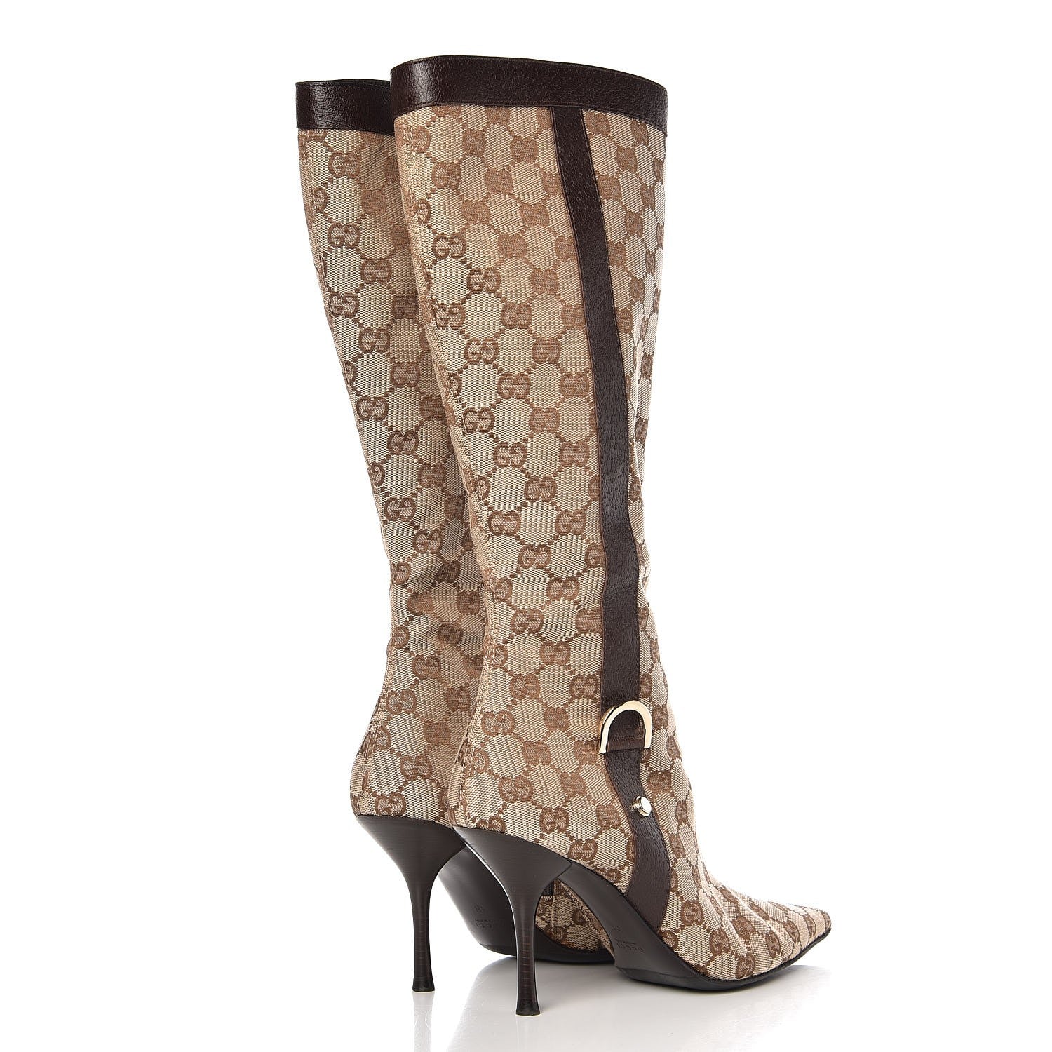 Gucci Monogram D Ring Tall Boots 8 Brown 4 of 11