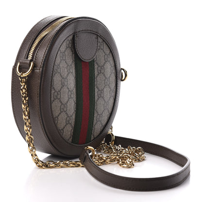 Gucci GG Supreme Monogram Web Mini Ophidia Round Shoulder Bag Brown 3 of 10