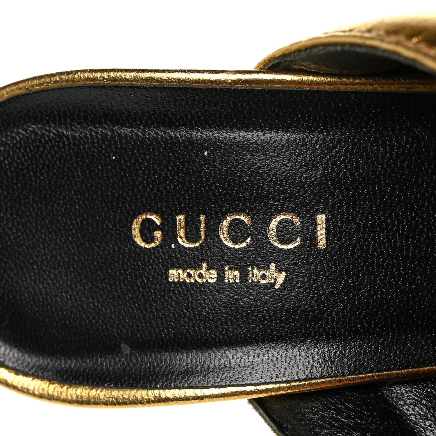 Gucci Metallic Nappa Webby Crossover High Heel Slide Sandals 37 Oro Vecchio 5 of 9
