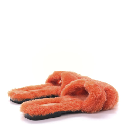 Hermes Woolskin Oran Sandals 38 Orange 4 of 8