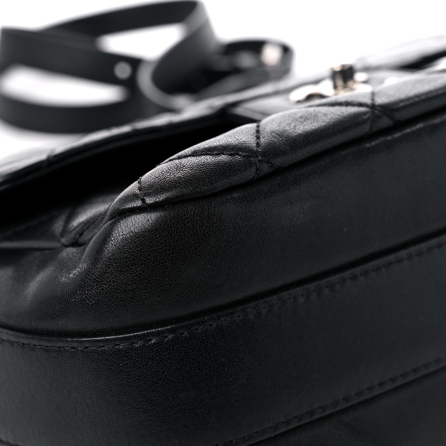 Lambskin Quilted Messenger Bag Black
