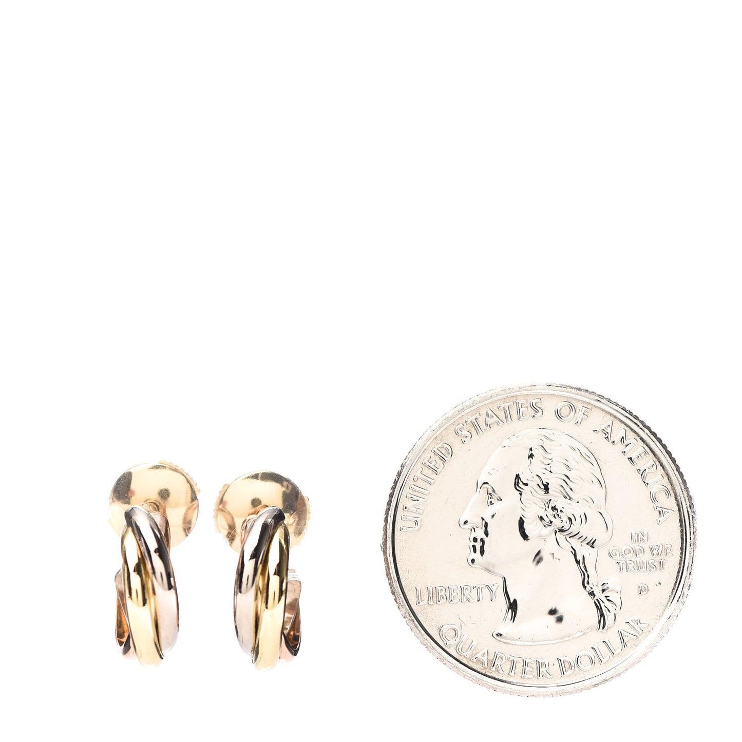 18K Pink Yellow White Gold Small Trinity Hoop Earrings