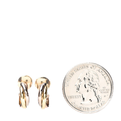 Cartier 18K Pink Yellow White Gold Small Trinity Hoop Earrings 2 of 4