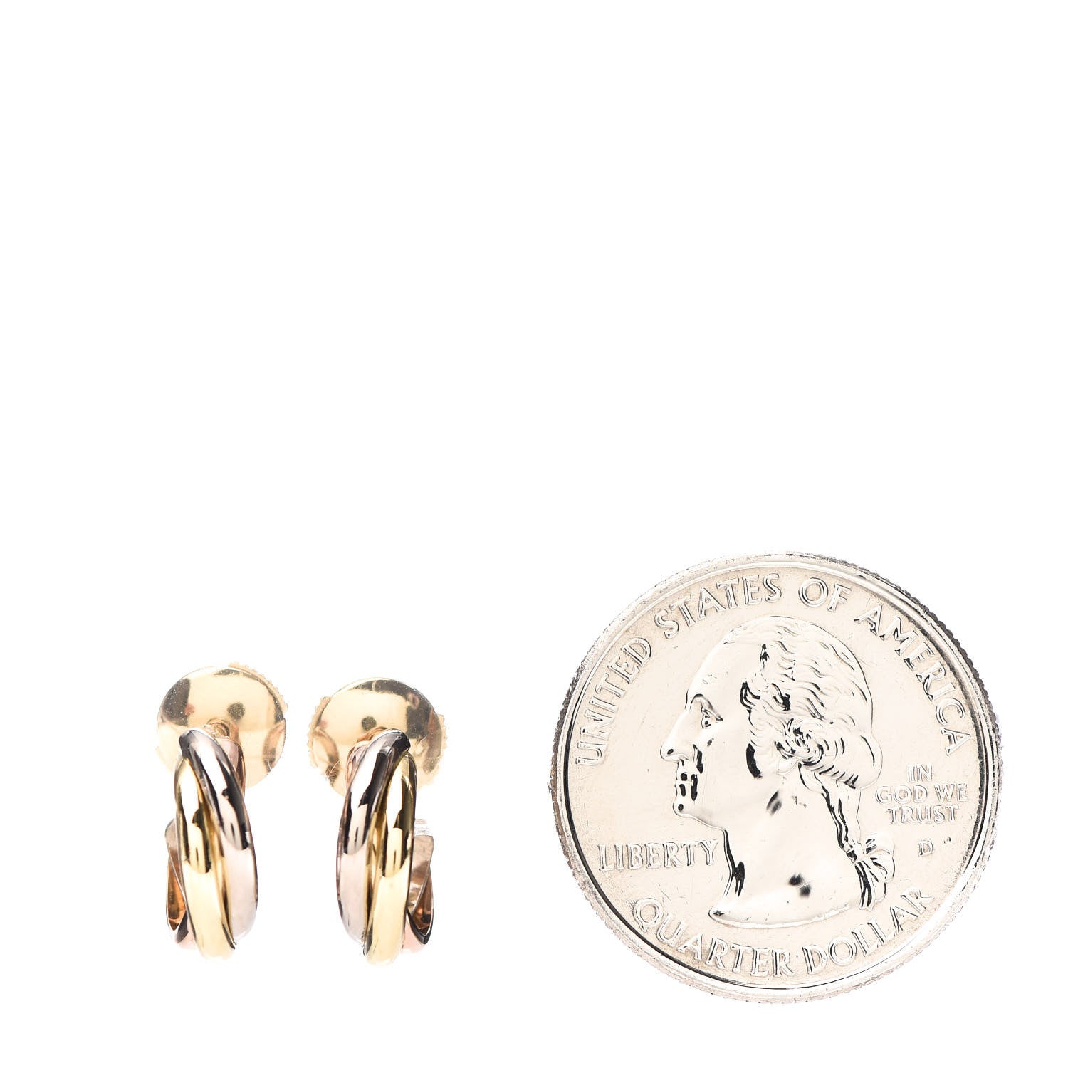 Cartier 18K Pink Yellow White Gold Small Trinity Hoop Earrings 2 of 4