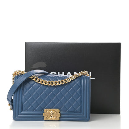 Chanel Lambskin Quilted Medium Boy Flap Blue 15 of 15
