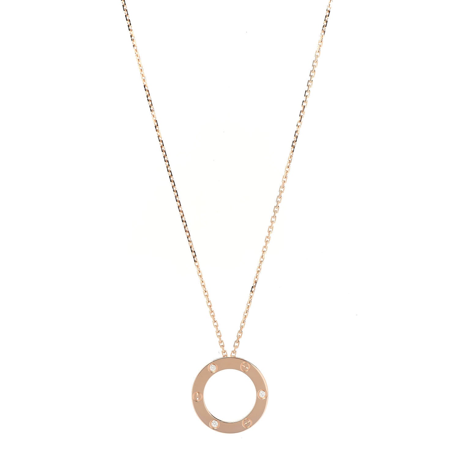 Cartier 18K Pink Gold 3 Diamonds LOVE Pendant Necklace 1 of 7