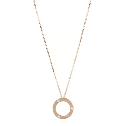 Cartier 18K Pink Gold 3 Diamonds LOVE Pendant Necklace 1 of 7