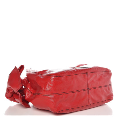 Valentino Garavani Crinkled Canvas Small Nuage Bow Hobo Red 4 of 7