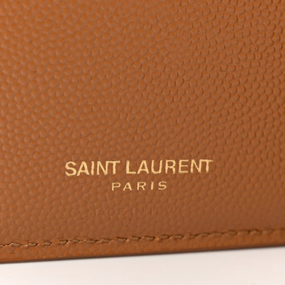 Saint Laurent Grain De Poudre Matelasse Chevron Cassandre Fragments Zipperred Bi-Fold Wallet Natural Dark 6 of 9
