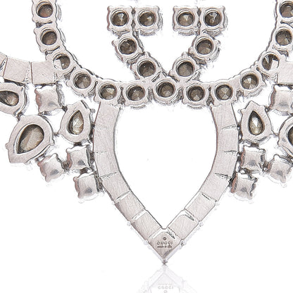 Gucci Metal Crystal Double G Brooch Silver 3 of 4