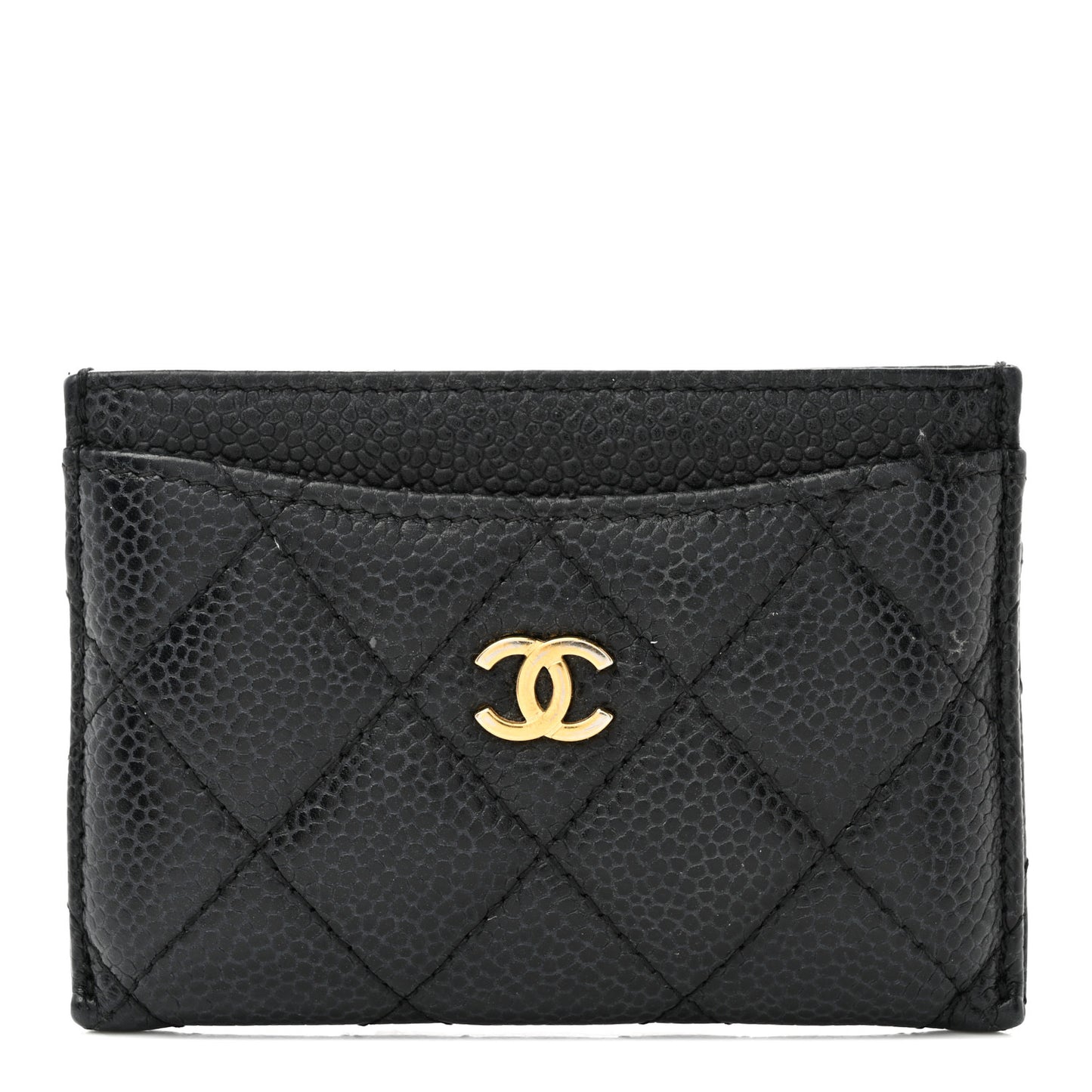 Caviar Quilted Card Holder Black