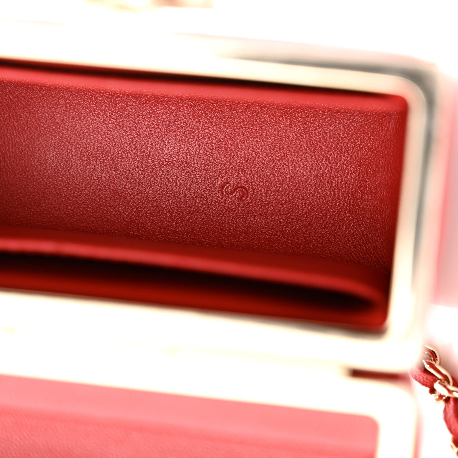 Chanel Lambskin Quilted Small Box With Chain Red 12 of 12