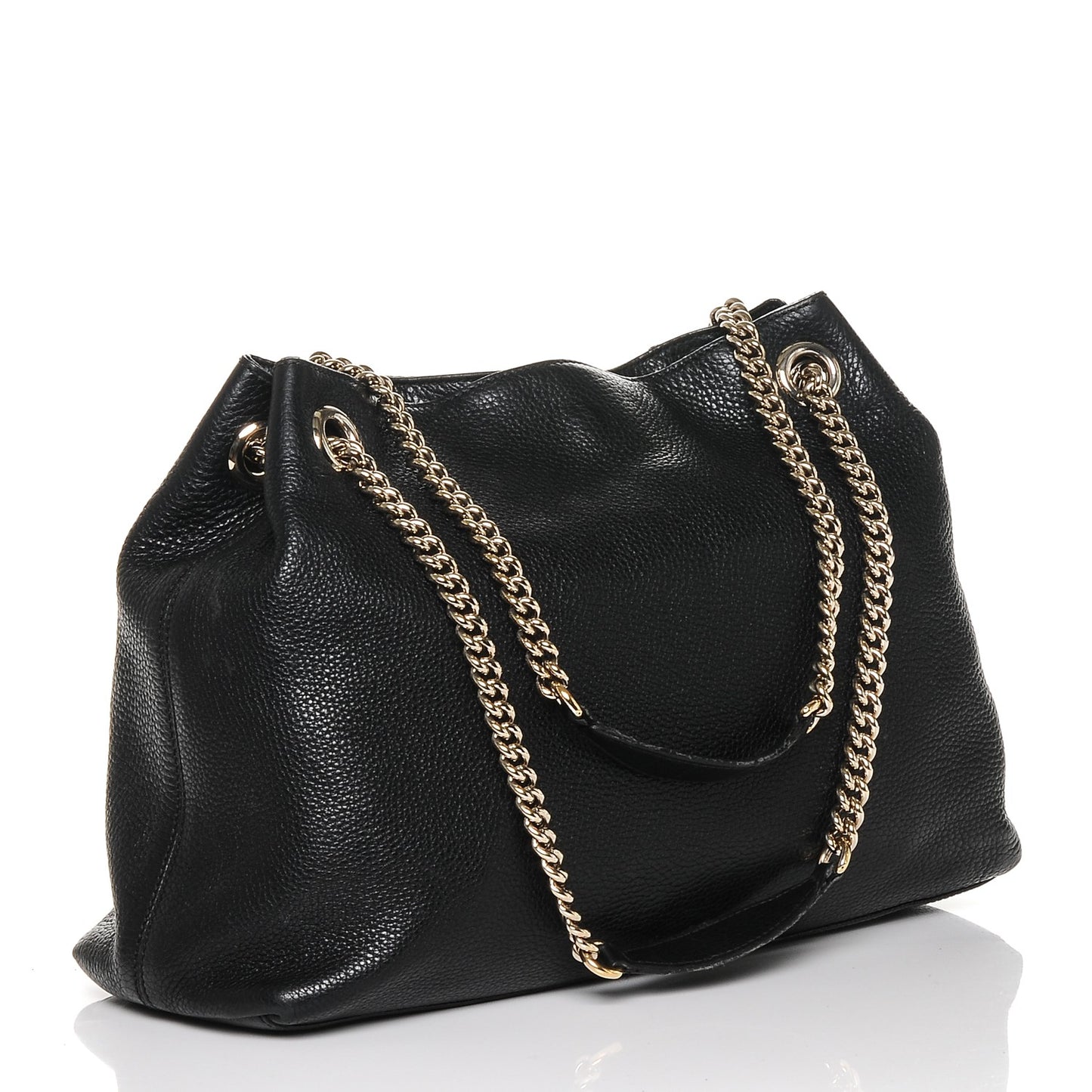 Pebbled Calfskin Medium Soho Chain Shoulder Bag Black
