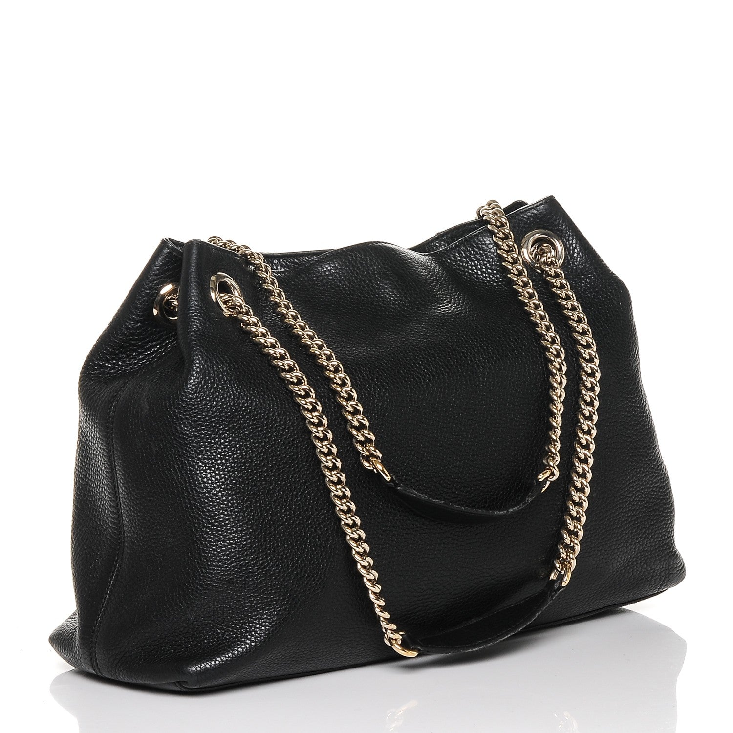Gucci Pebbled Calfskin Medium Soho Chain Shoulder Bag Black 3 of 11