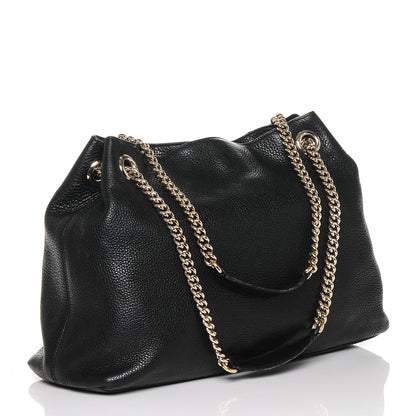 Gucci Pebbled Calfskin Medium Soho Chain Shoulder Bag Black 3 of 11