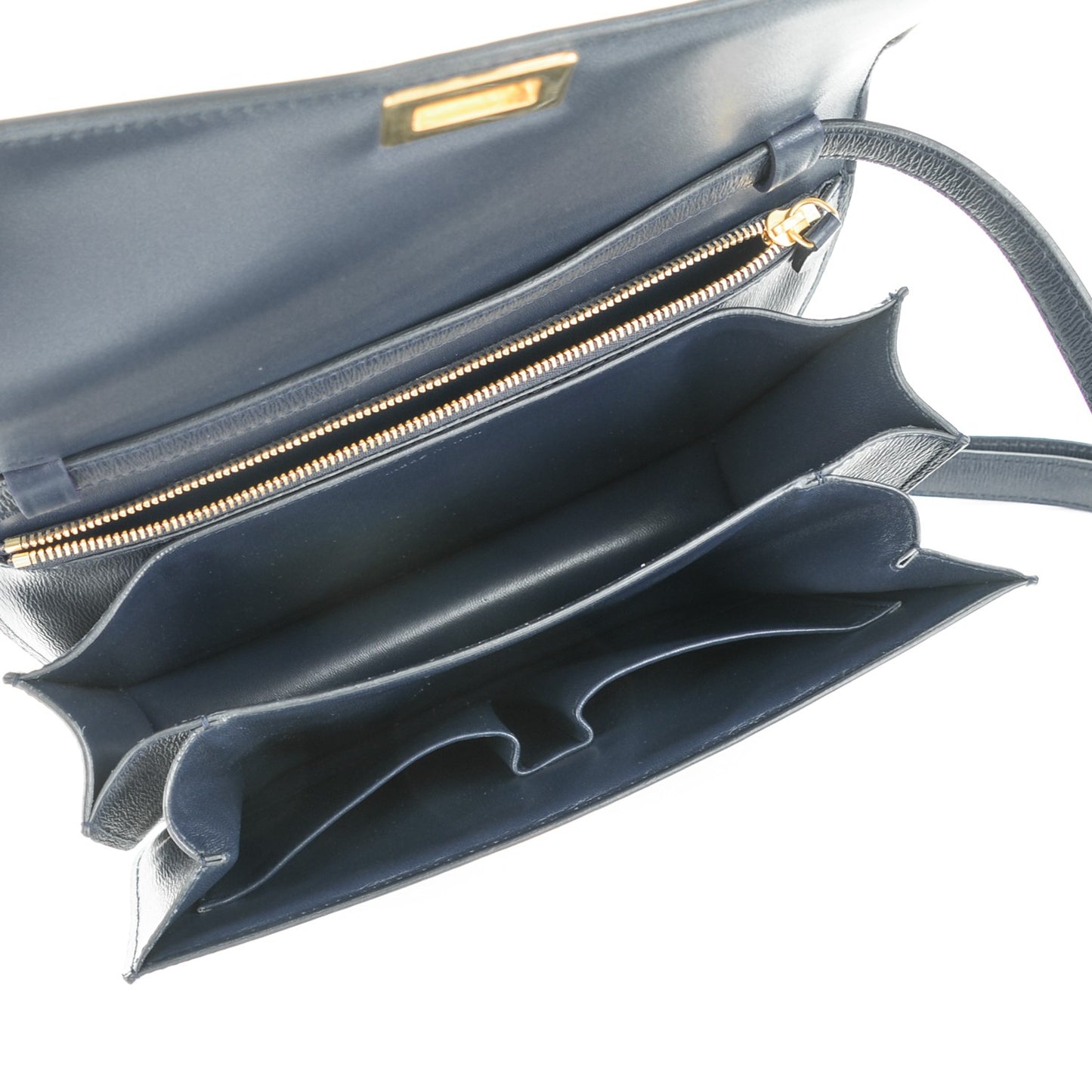 Liege Calfskin Medium Classic Box Flap Bag Dark Blue