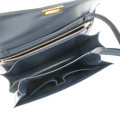 Celine Liege Calfskin Medium Classic Box Flap Bag Dark Blue 5 of 7