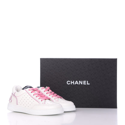 Chanel Calfskin Womens Logo Sneakers 37 White Pink 10 of 10