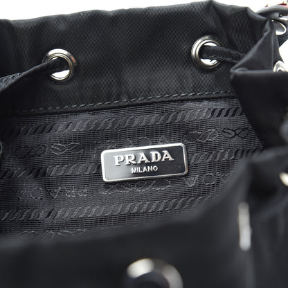 Prada Tessuto Nylon Studded New Vela Mini Bucket Crossbody Bag Black Fuoco 6 of 9