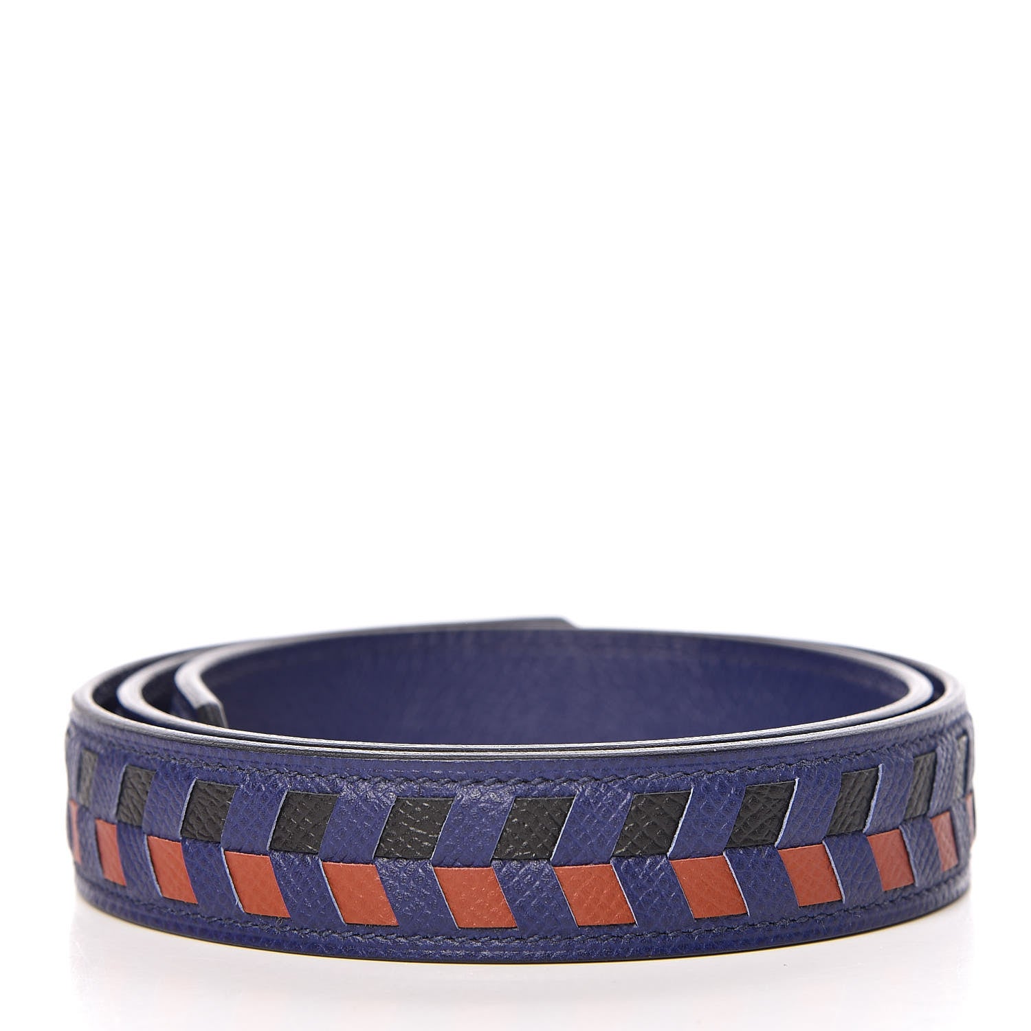 Hermes Epsom 25mm Tressage Shoulder Strap Bleu Encre Brique Black 2 of 5