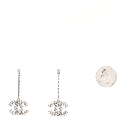 Chanel Baguette Crystal CC Drop Earrings Silver 2 of 3
