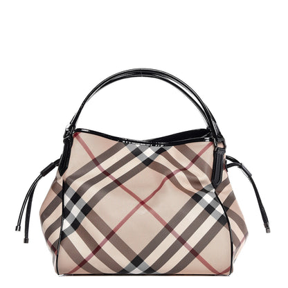 Burberry Patent Nova Check Small Bilmore Tote Black 1 of 9