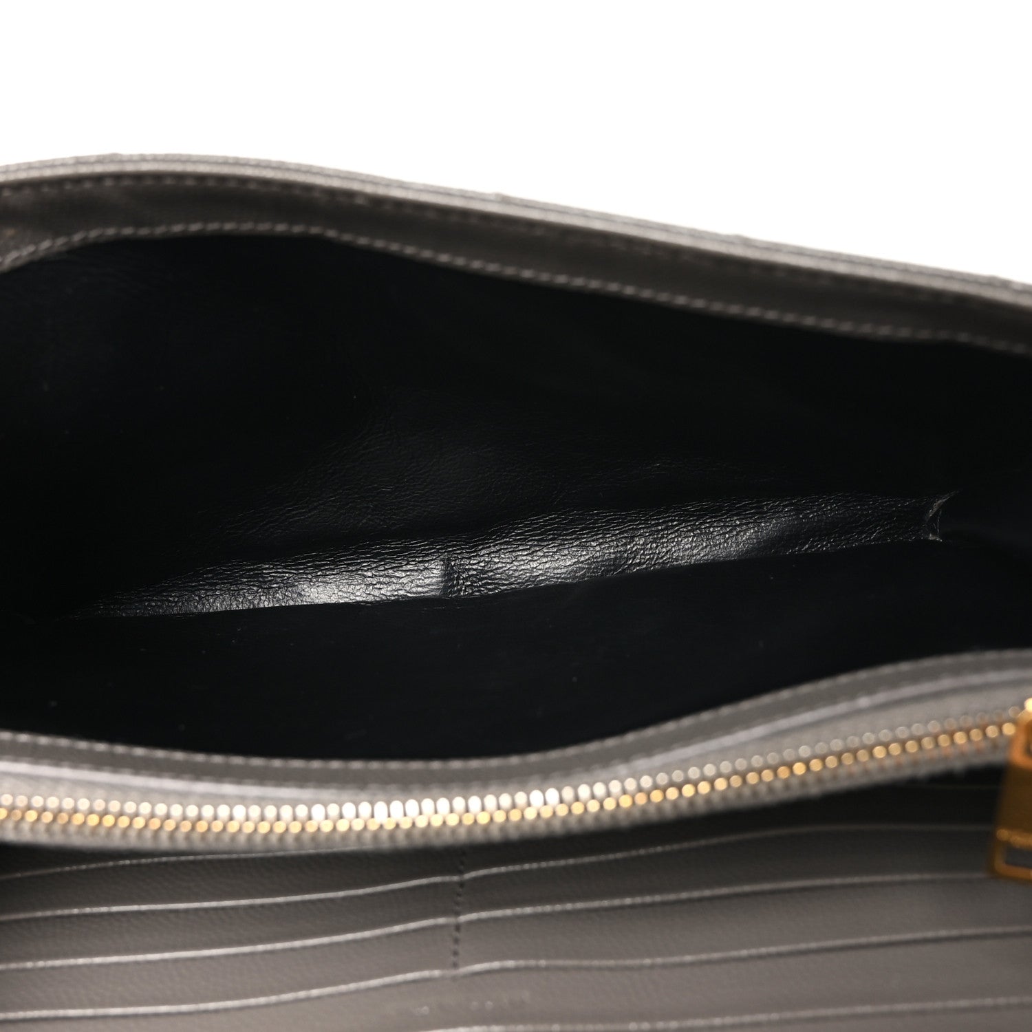 Saint Laurent Grain De Poudre Matelasse Chevron Monogram Chain Wallet Fog 11 of 11
