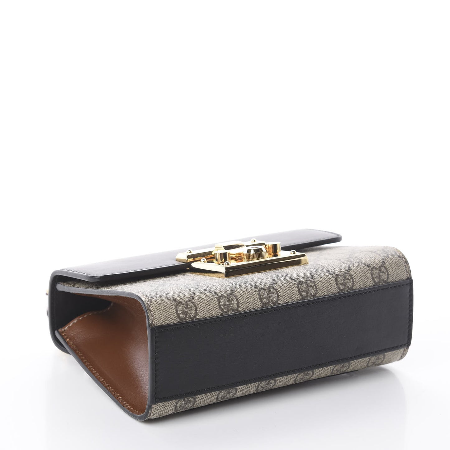 GG Supreme Monogram Calfskin Small Padlock Shoulder Bag Beige Black Cuir