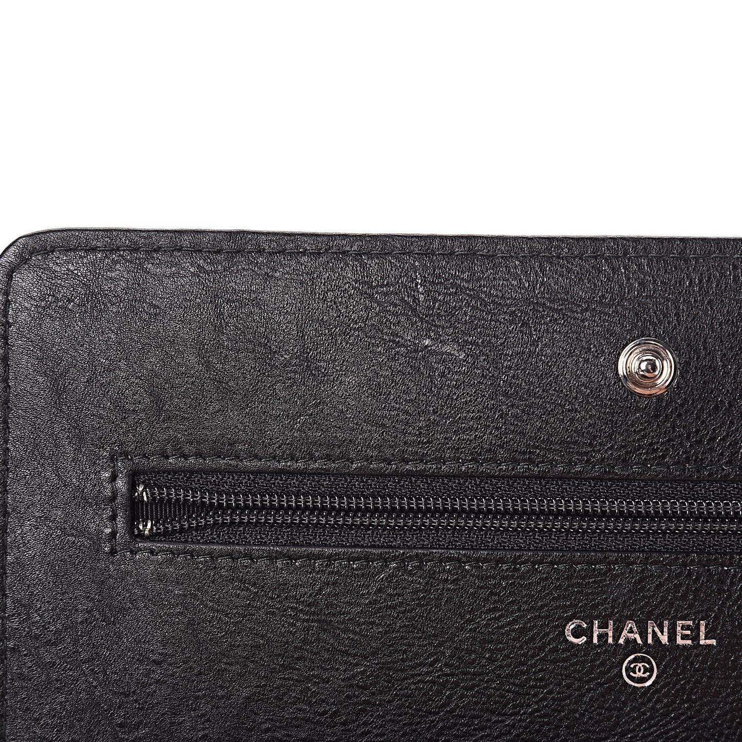 Crumpled Calfskin Quilted Wallet On Chain WOC So Black