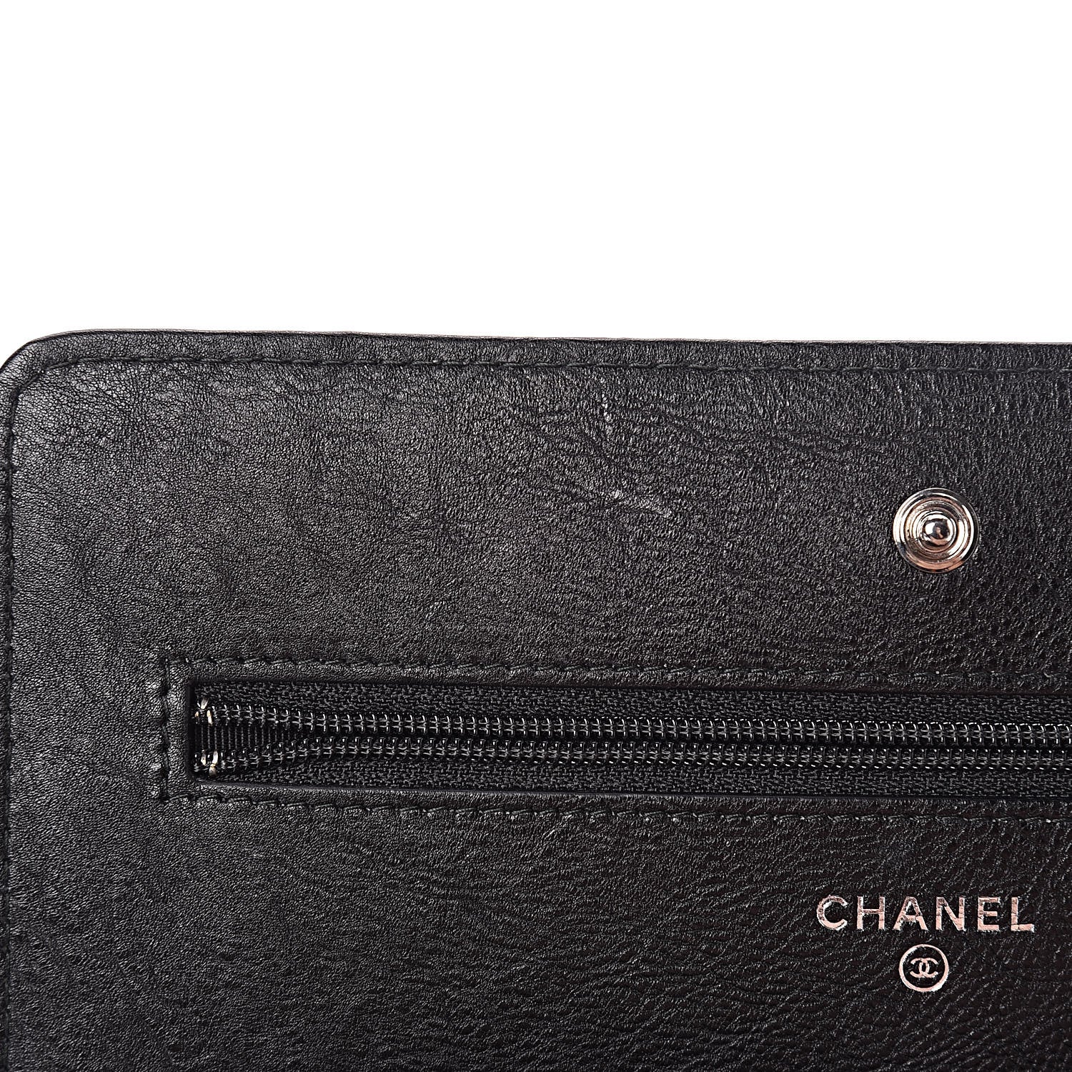 Chanel Crumpled Calfskin Quilted Wallet On Chain WOC So Black 12 of 14