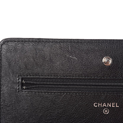 Chanel Crumpled Calfskin Quilted Wallet On Chain WOC So Black 12 of 14