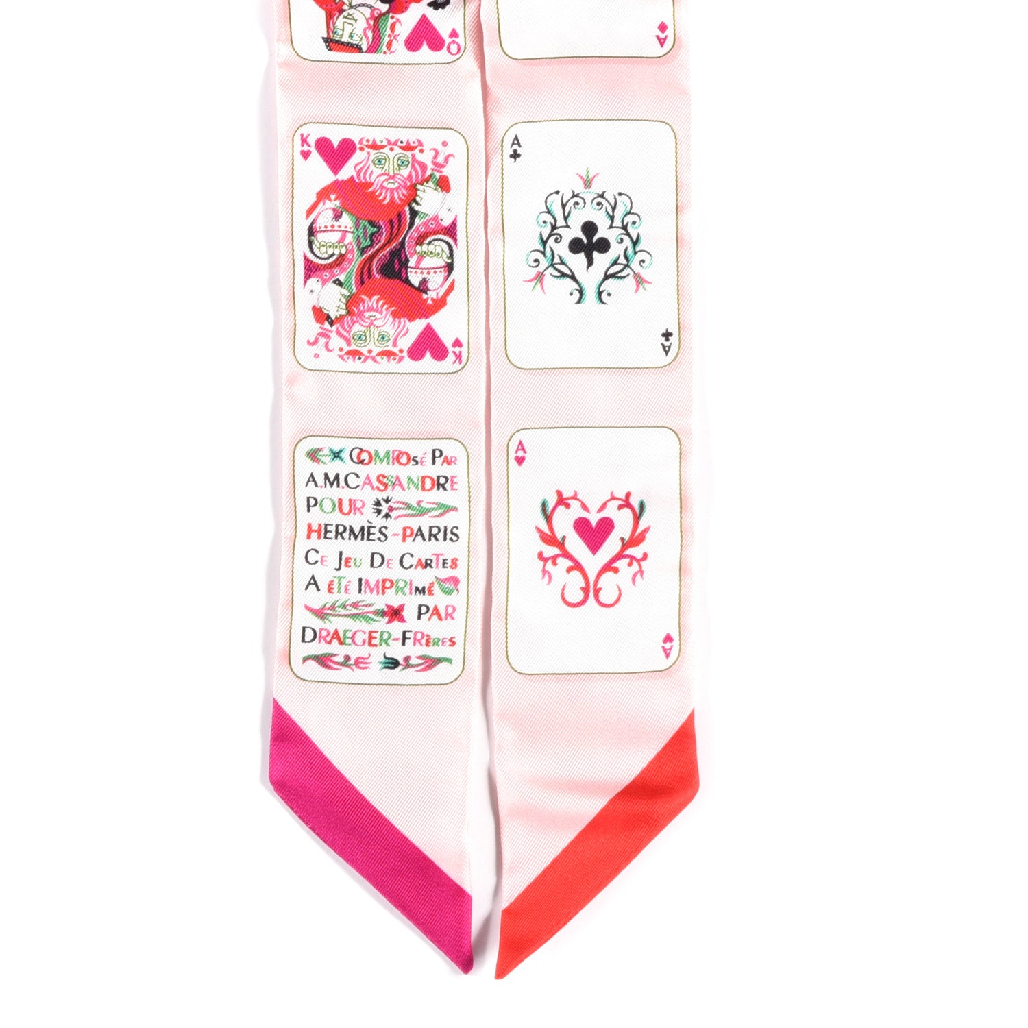 Hermes Silk Jeu de Cartes Twilly Rose Nacre Fuchsia Rouge 2 of 4