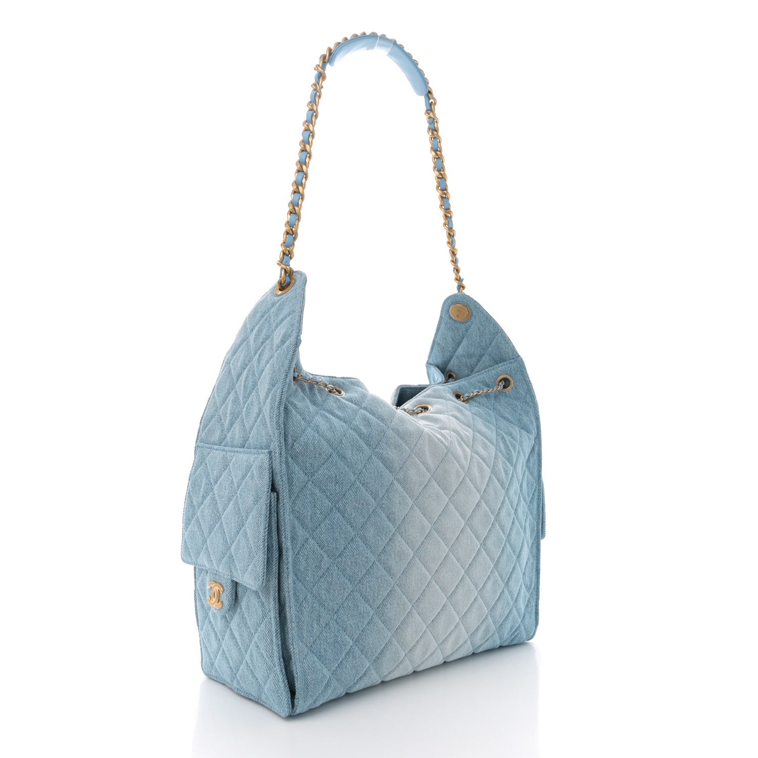 Chanel Washed Denim Quilted Medium Chanel 25 Handbag Blue 4 of 11