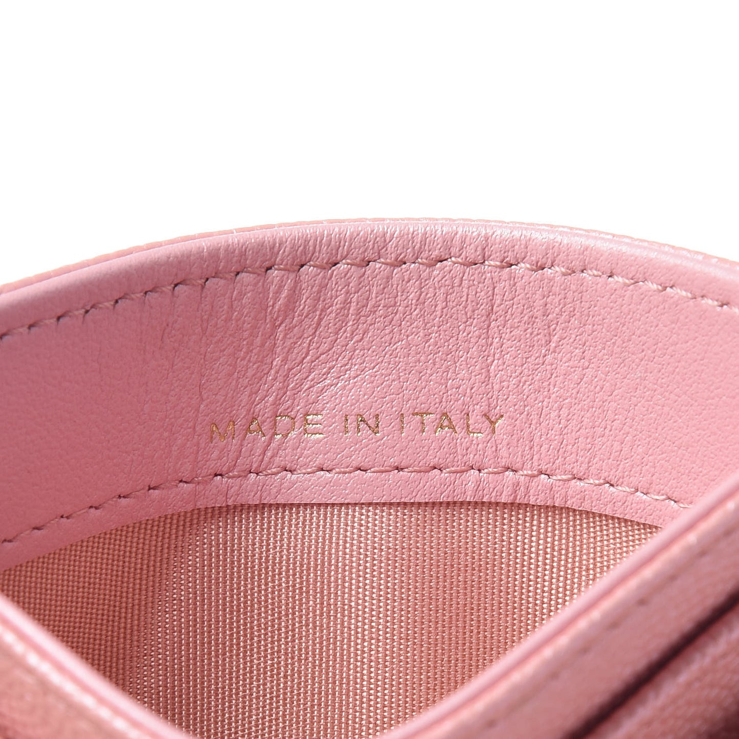 Iridescent Caviar Quilted Card Holder Pink