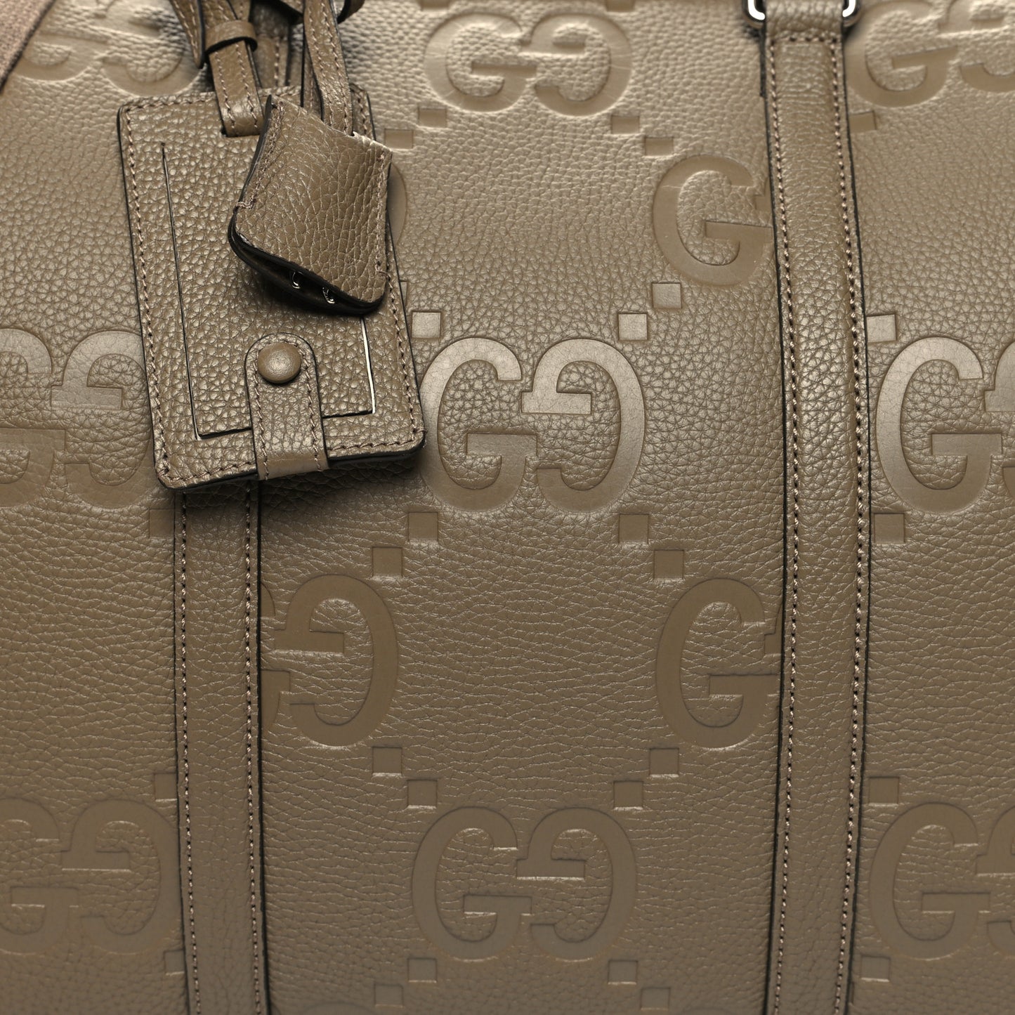 Piuma Calfskin Jumbo GG Embossed Large Duffle Bag Good Taupe