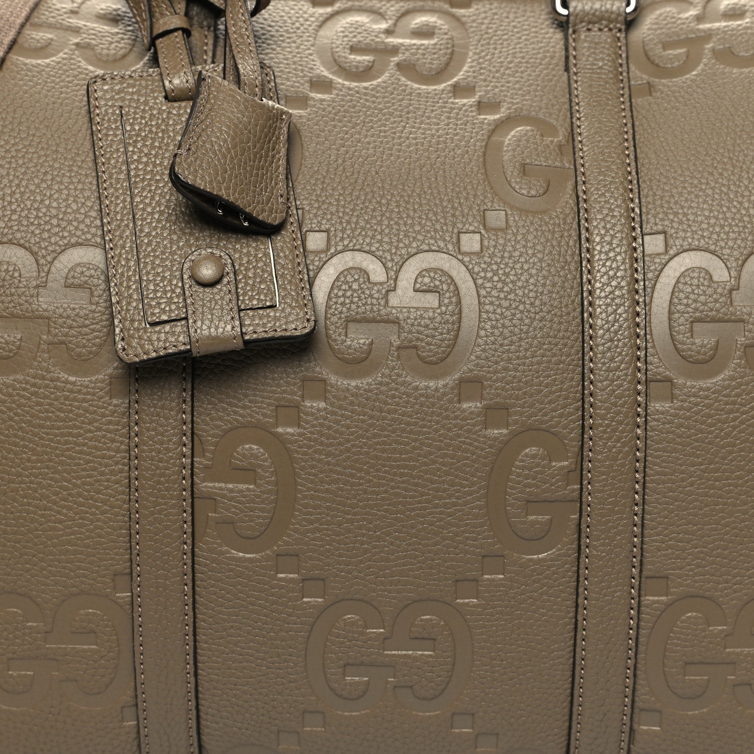 Gucci Piuma Calfskin Jumbo GG Embossed Large Duffle Bag Good Taupe 8 of 12