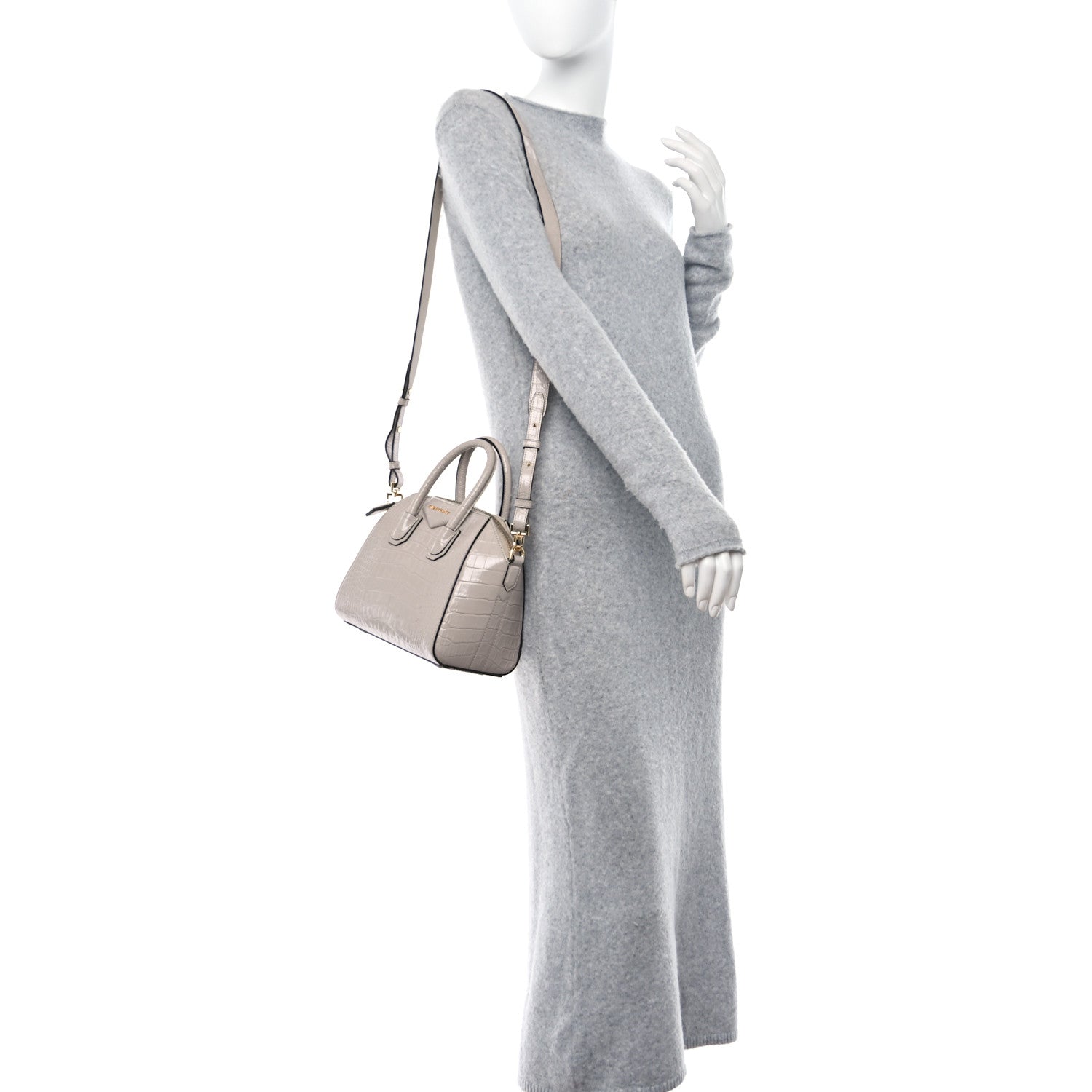 Givenchy Calfskin Crocodile Embossed Mini Antigona Dune 2 of 12